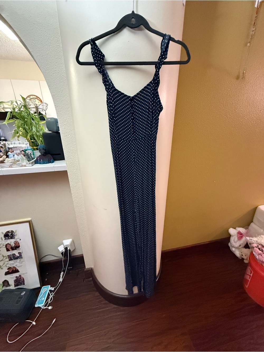 Navy & White Polka Dot Wide-Leg Jumpsuit – Small